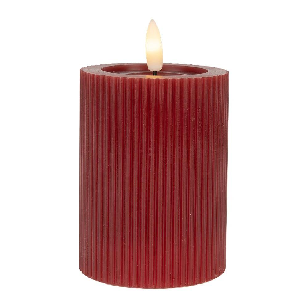 LED Kaars Ø 8x13 cm Rood Wax by Clayre & Eef.
