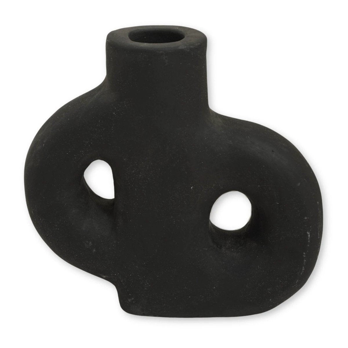 Vase Black Small Decorative Vase Hand Cast from Clay for Dried or Fresh Flowers LEMBAH by Soeji