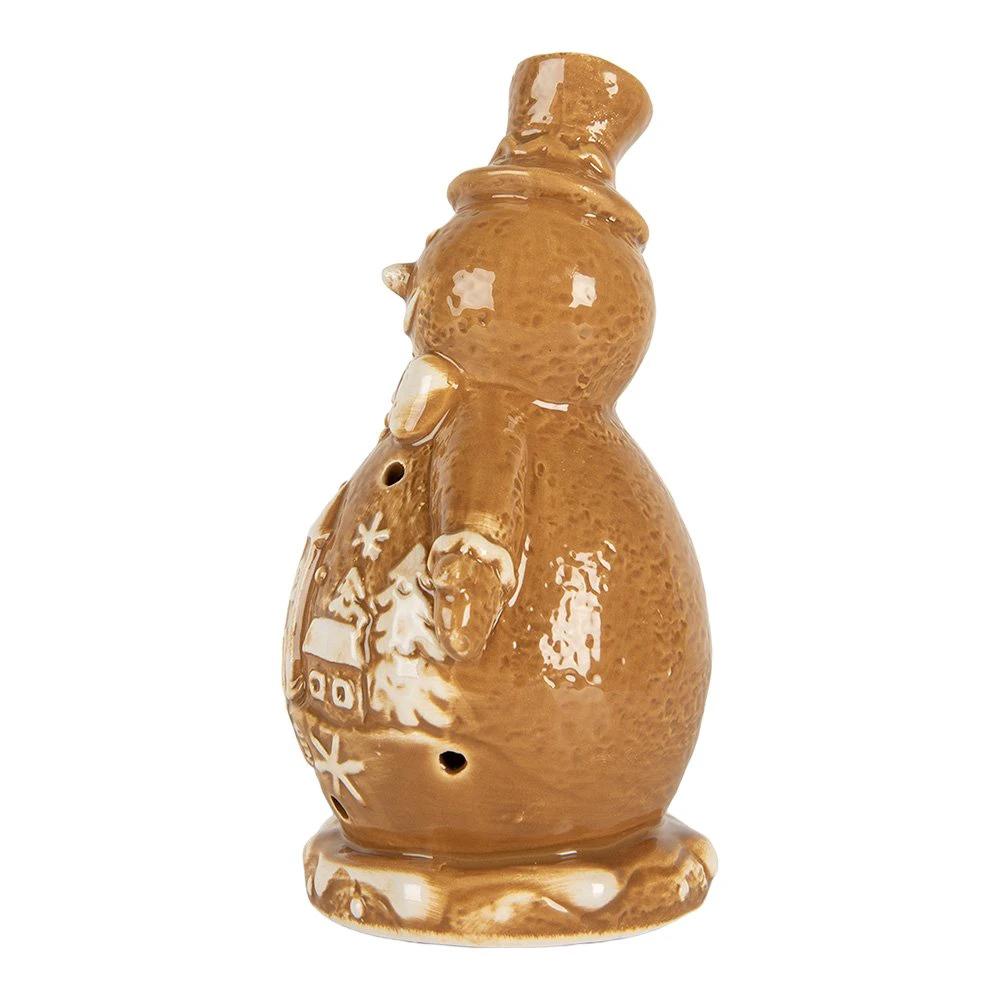 Christmas decoration Snowman 11x8x16 cm Brown Ceramic by Clayre & Eef.