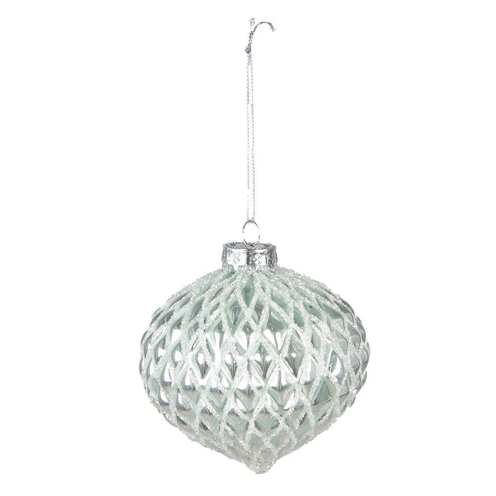Weihnachtskugel-Set (2 Stück), Ø 10 cm, grüne Weihnachtsdekoration aus Glas von Clayre & Eef.