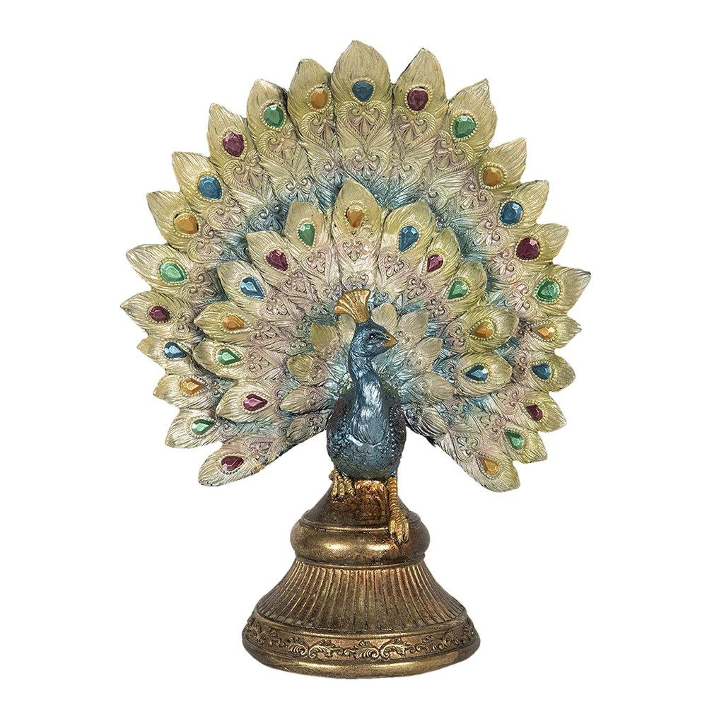 Image Pauw 22x12x30 cm Blue gold -colored plastic home accessories by Clayre & Eef.