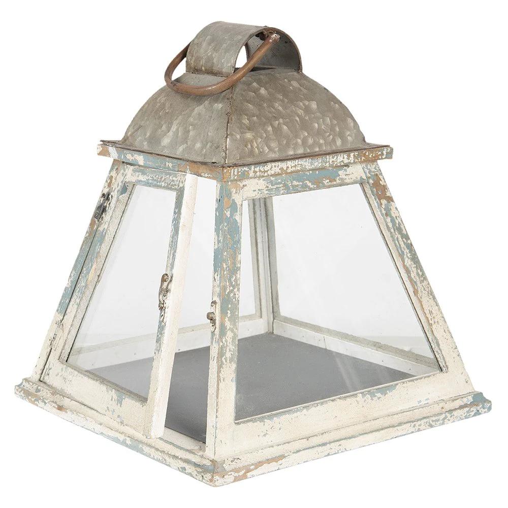 Lantern 33x33x37 cm beige wood candle holder by Clayre & Eef.