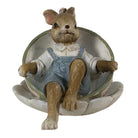 Rabbit statue 11x8x7 cm Brown Green Polyresin Home accessories by Clayre & Eef.