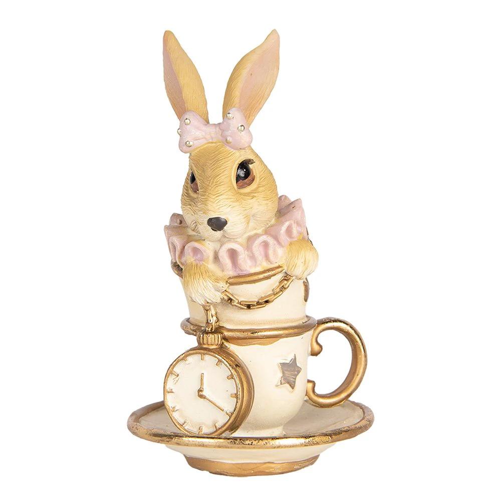 Decoration image rabbit 8x8x14 cm beige plastic by Clayre & Eef.