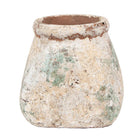 Flowerpot 14x14x13 cm Beige Green Terracotta by Clayre & Eef.