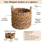Boho Laundry or Plant Basket – Round Woven Storage Basket – Decorative Basket Made of Banana Fibre (3 sizes Ø 25/32/38 cm) RINJANI by Soeji