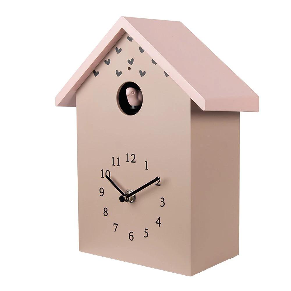 Cuckoo clock 20x10x26 cm pink plastic by Clayre & Eef.