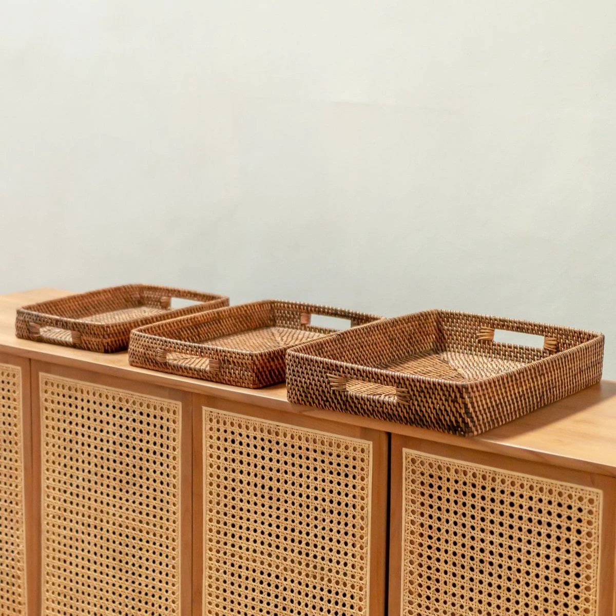 Rectangular Rattan Tray | Serving Tray | Large Decorative Tray AMAHAI Brown (3 sizes) by Soeji