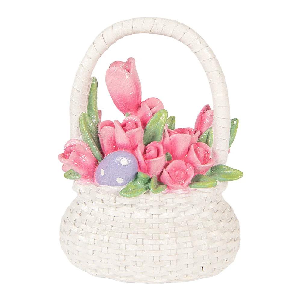 Easter Basket 14x11x18 cm White Plastic by Clayre & Eef.