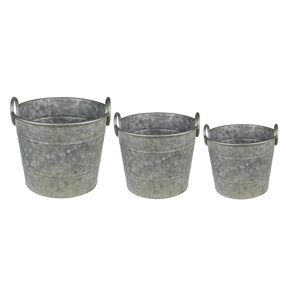 Planthouder Ø 32x25 cm Grijs Groen Metaal Bloempot by Clayre & Eef.