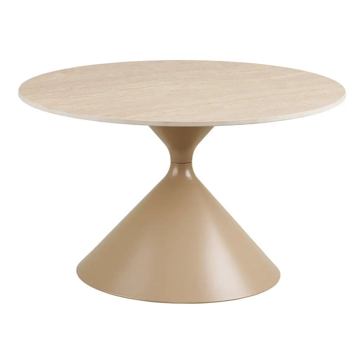 Annecy Coffee table, ceramic table top/steel, travertine/sand, ø70x41 cm by EMIRELLE