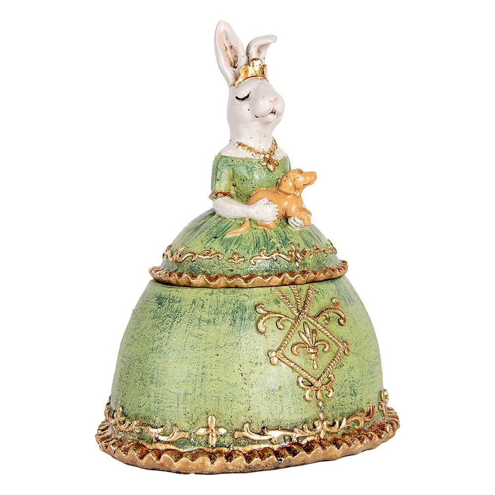Jewelry box beige green, plastic 18x15x24 cm by Clayre & Eef.
