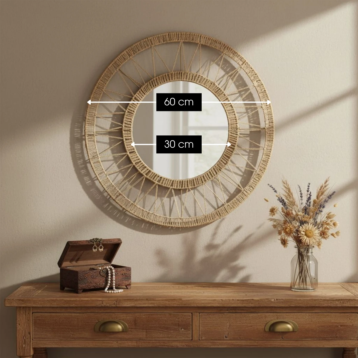 Wall mirror Ludy Light brown by Mica Decorations