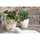 Flowerpot Ø 12x10 cm Pink Beige Ceramic Flowers Flowerpot Indoor by Clayre & Eef.