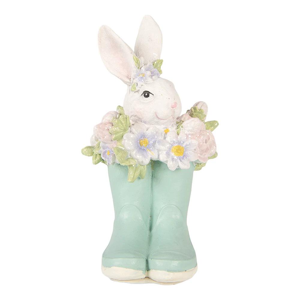 Decoration Statue Rabbit 9x9x15 cm White Plastic by Clayre & Eef.