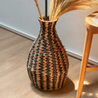 Woven Boho Vase DAYANA black made from Water Hyacinth by Soeji