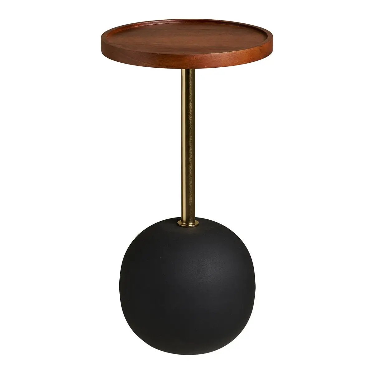 Sirone Side table, mango wood/steel, black/brass look/dark brown, Ø30x56 cm by EMIRELLE