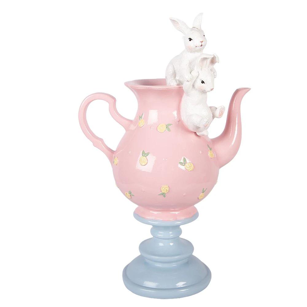 Decoration Statue Rabbit 22x14x35 cm White Plastic by Clayre & Eef.