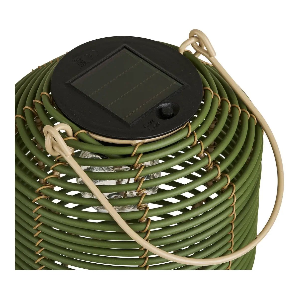 Crewe Lantern, rechargeable with integrated solar panel, green by EMIRELLE