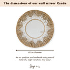 Round Wall Mirror Made of Seagrass – Boho Hanging Mirror – Wall Mirror with Fringes and Pattern Made of White Cotton (Ø 60 cm) RANDU by Soeji