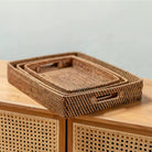 Rectangular Rattan Tray | Serving Tray | Large Decorative Tray AMAHAI Brown (3 sizes) by Soeji