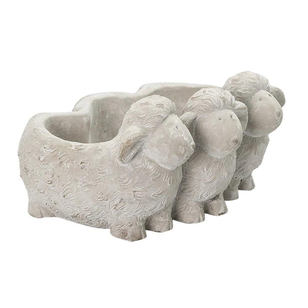 Flower pot sheep 26x20x12 cm gray stone flowerpot inside by Clayre & Eef.