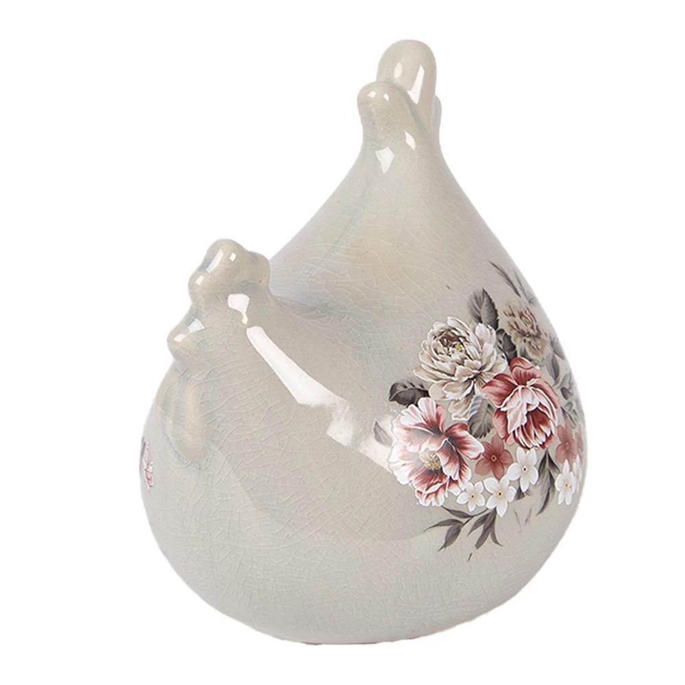 Decoration Statue Chicken 12x11x13 cm Gray Ceramic by Clayre & Eef.