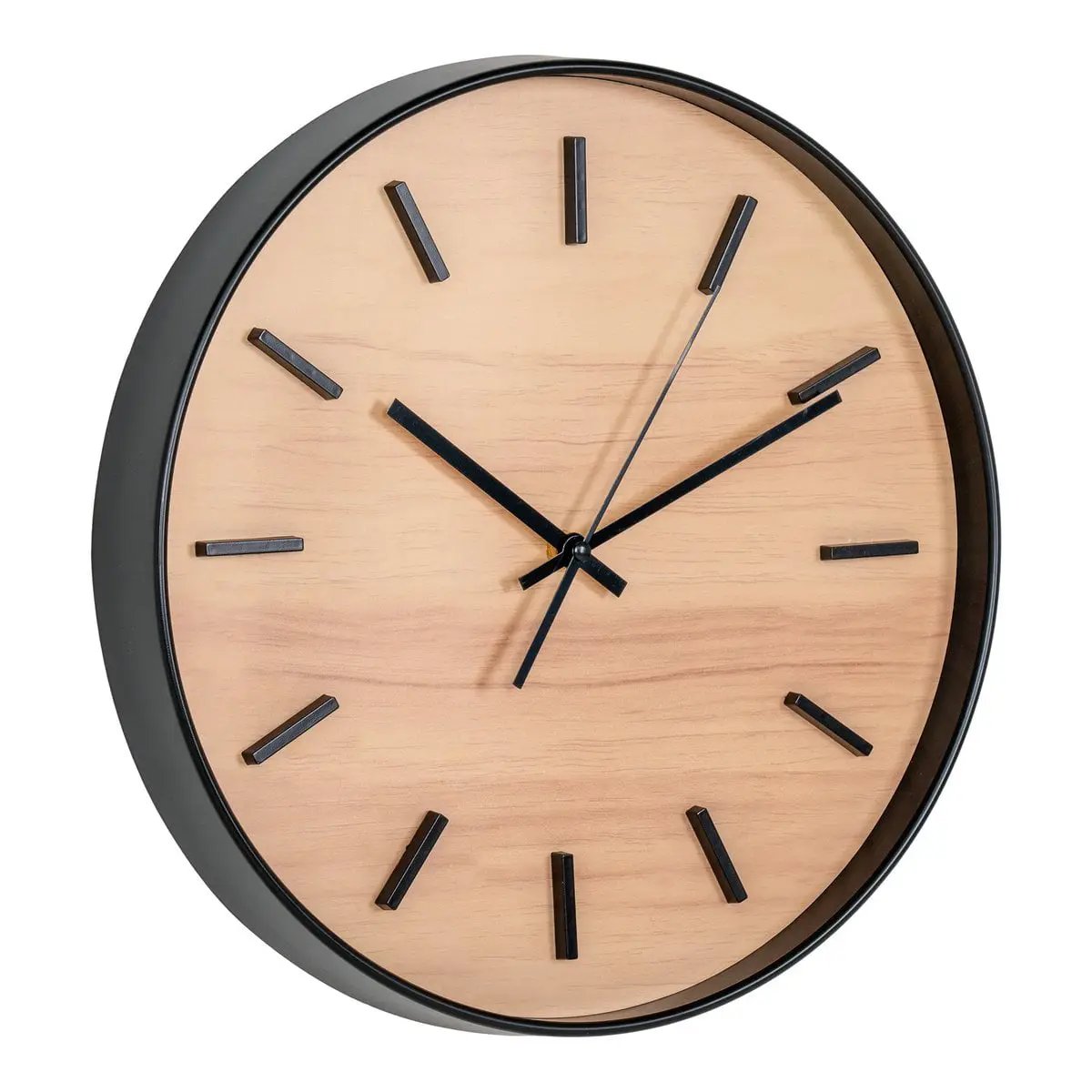 Camden Wall Clock - Black/Natural, Glass, Plastic, Ø35 cm by EMIRELLE