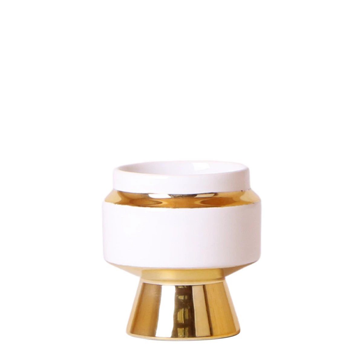Hummingbird Home | Le Chic flower pot - White ceramic decorative pot with gold details - Ø6cm by Kolibri Company