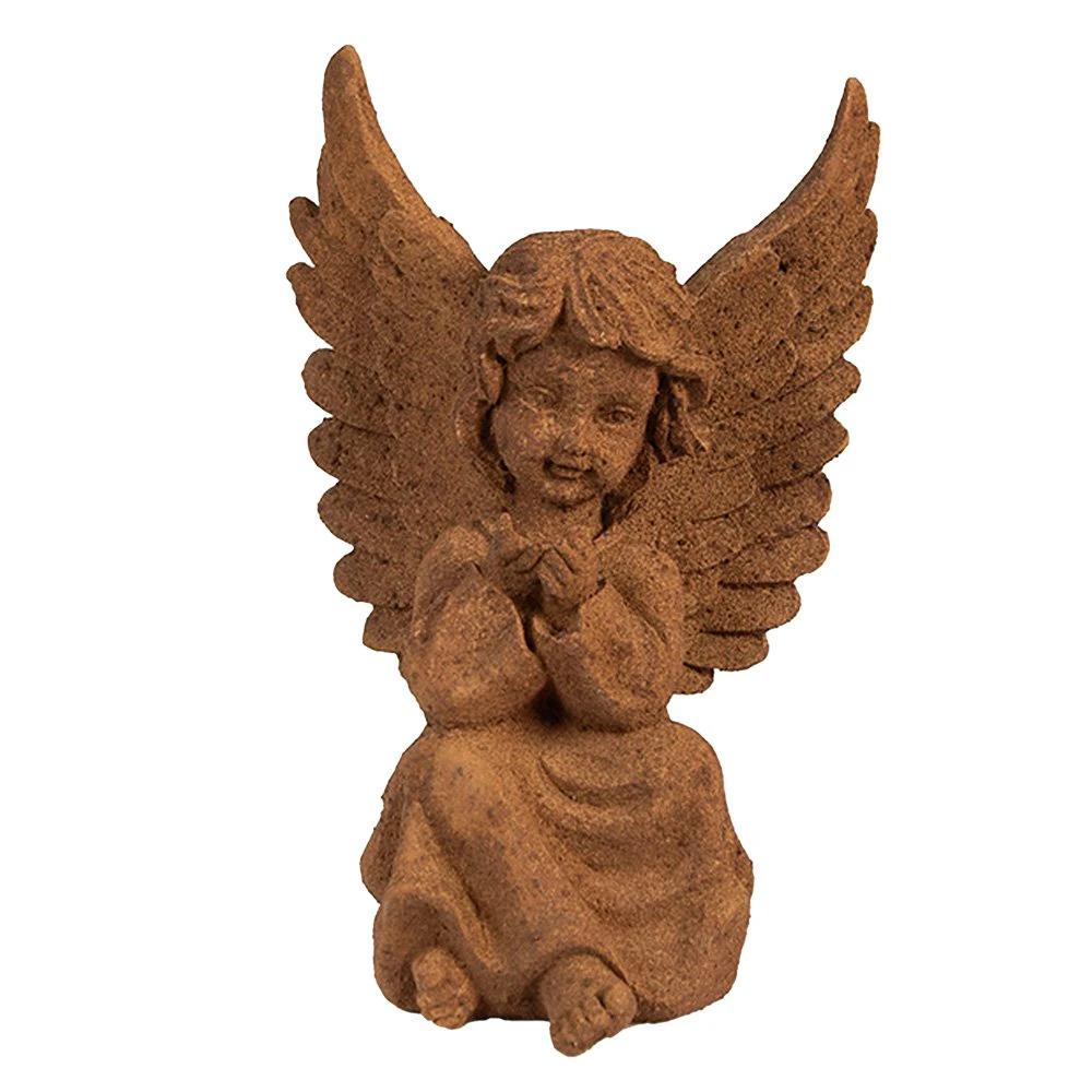 Decoration Statue Angel 15 cm Brown Polyresin Religious sculpture by Clayre & Eef.