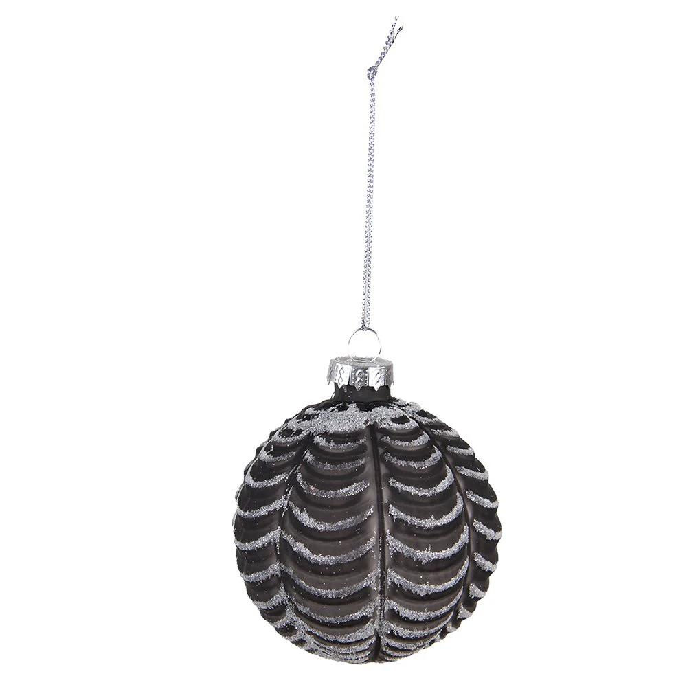 Christmas bauble set of 4 Ø 8 cm Black Glass Christmas decoration by Clayre & Eef.