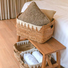 Storage Basket with Cotton Decor PISANG Decorative Basket Handwoven from Banana Fibre by Soeji