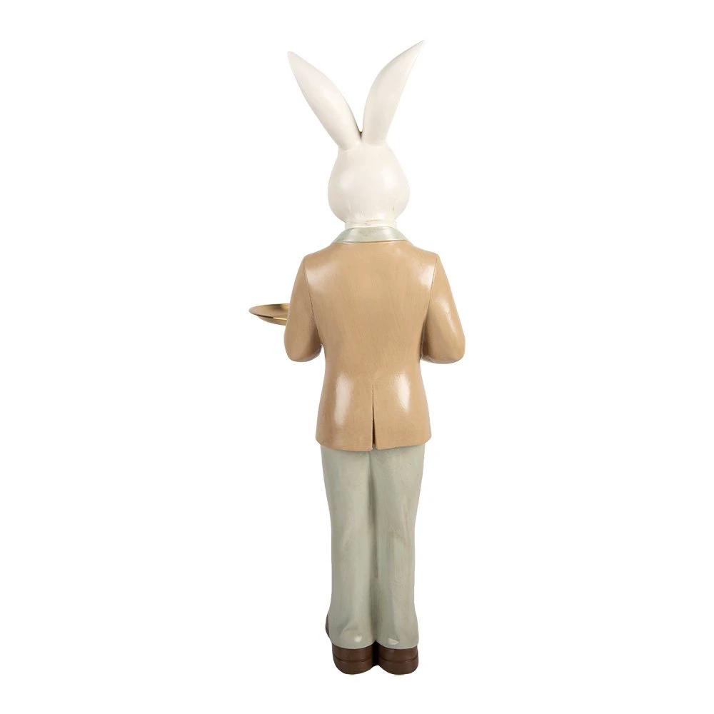 Decoration Statue Rabbit 20x20x56 cm White Plastic by Clayre & Eef.