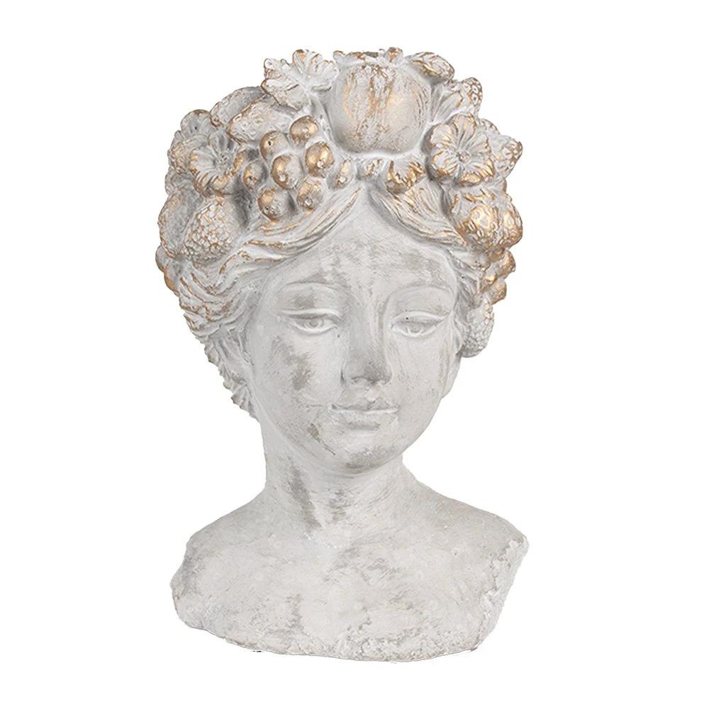 Flower Pot Indoor Woman 14x14x22 cm Gray Stone Plant Pot by Clayre & Eef.