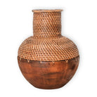 Rattan Vase – Wooden Vase – Vase for Dried Flowers – Small Rattan Vase – Boho Decor Vase Made of Woven Rattan and Wood (Ø 22cm) KAMARI brown by Soeji