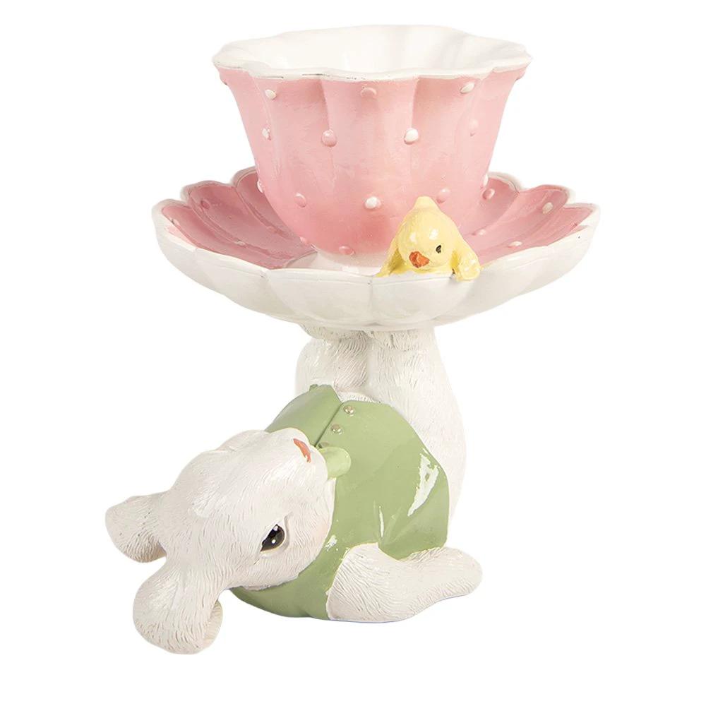 Decoration Statue Rabbit 20x14x17 cm White Plastic by Clayre & Eef.