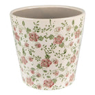 Flowerpot Ø 19x18 cm Pink Beige Ceramic Flowers Flowerpot Indoor by Clayre & Eef.