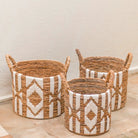 Laundry Basket Plant Basket Large Storage Basket Round NASARI Made of Banana Fibre with a Macrame Pattern made of Cotton by Soeji