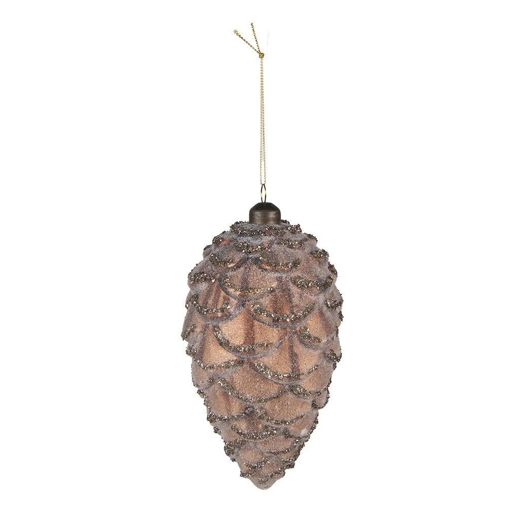 Weihnachtskugel-Set aus 2 Tannenzapfen Ø 9 / Ø 7 cm braun Glas Weihnachtsdekoration von Clayre & Eef.