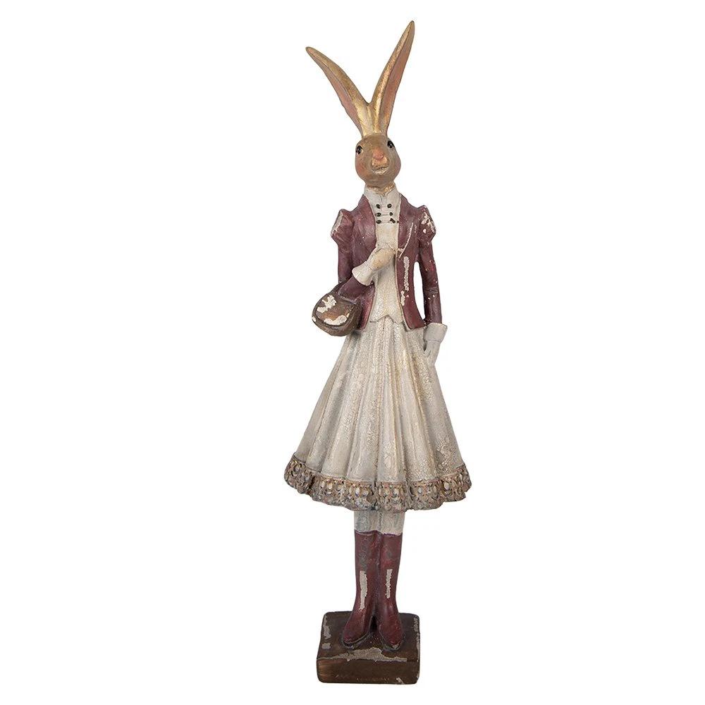 Decoration Statue Rabbit 10x9x32 cm Gold-colored Plastic by Clayre & Eef.