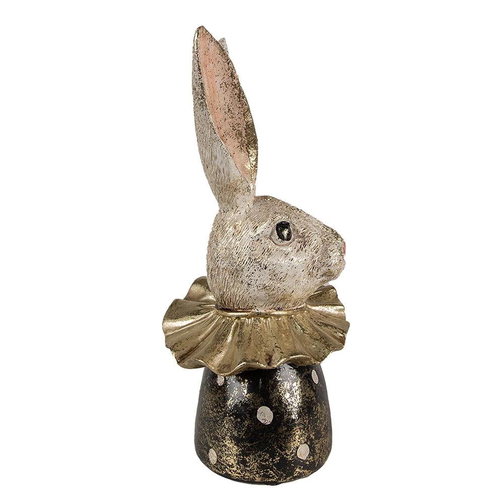 Hasenfigur 23 cm Weiß, goldfarbenes Polyresin, Osterdekoration von Clayre & Eef.