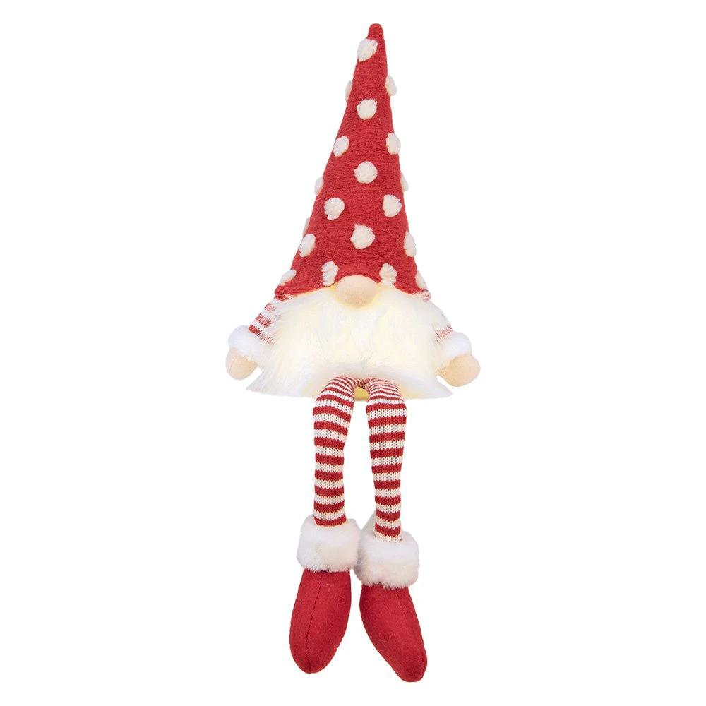 Christmas decoration with LED lighting Kabouter 16x12x32/60 cm red synthetic by Clayre & Eef.