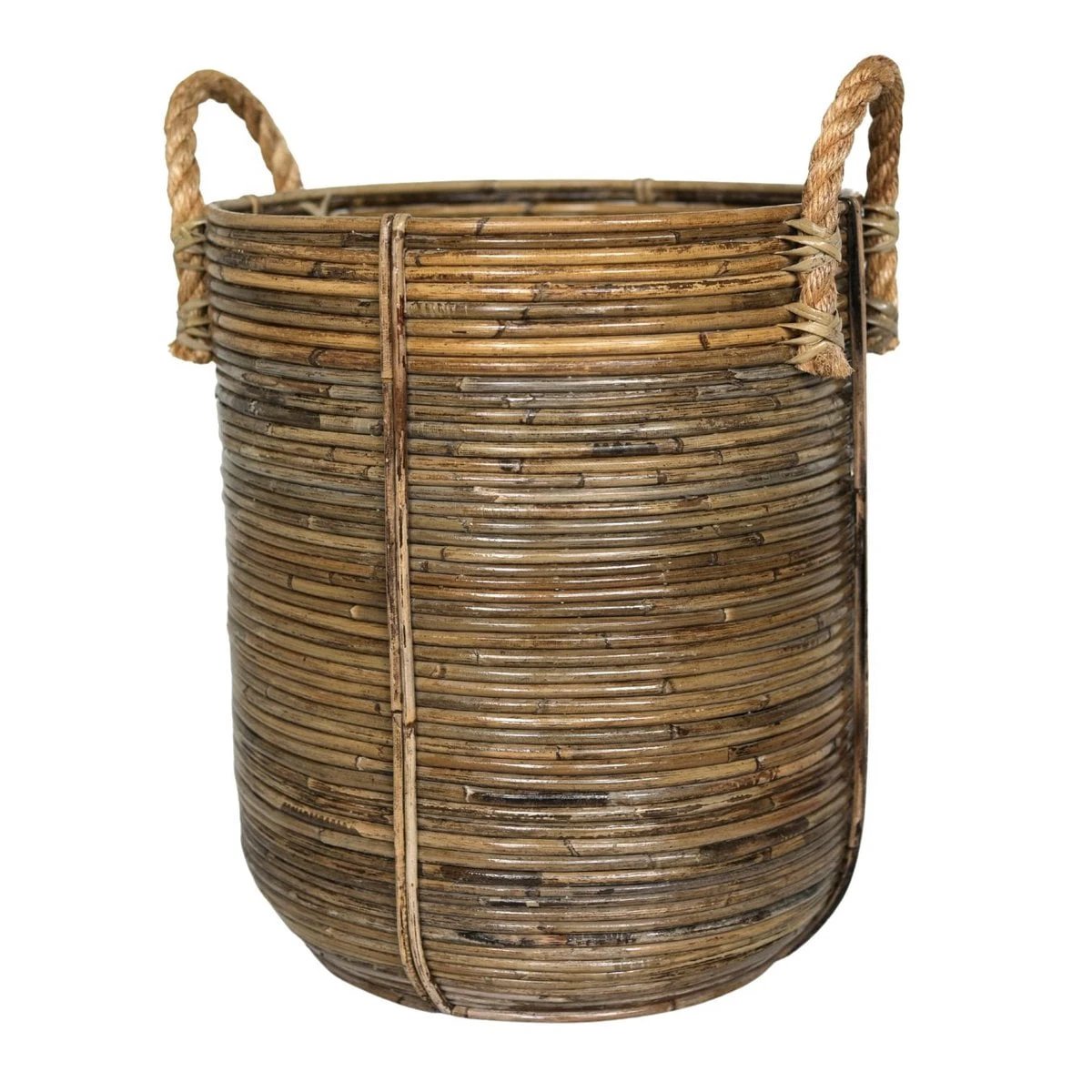 Rattan Laundry Basket Round – Rattan Plant Basket – Large Boho Basket – Decorative Hamper Handmade from Rattan (2 sizes Ø 35/40 cm) OTERE by Soeji