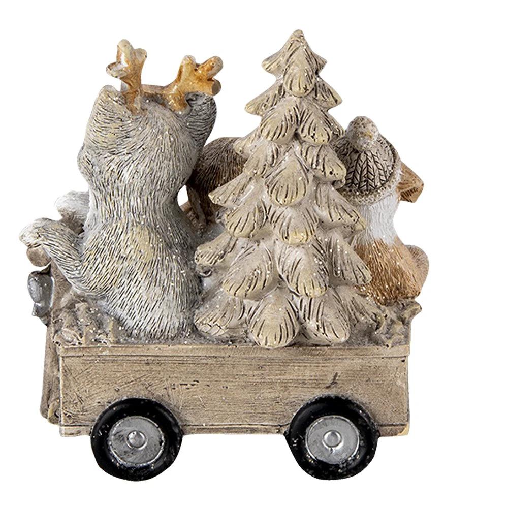 Decoration animals in cart 9x7x11 cm by Clayre & Eef.