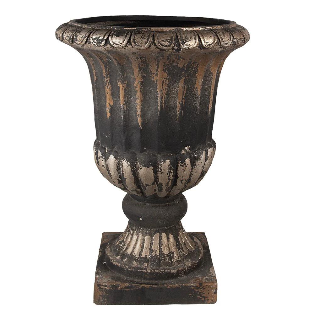 Flowerpot Ø 49x72 cm Brown Black Magnesium (MGO) Plant holder by Clayre & Eef.