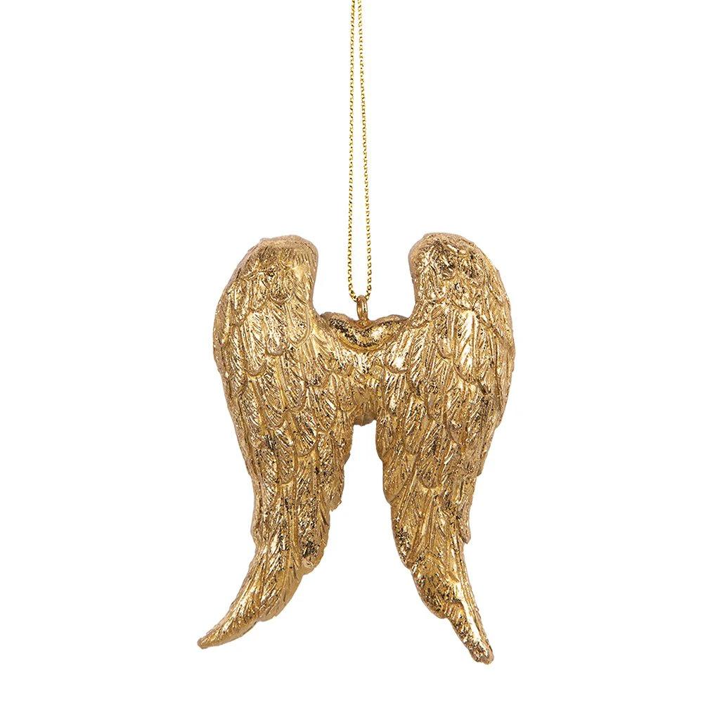 Christmas Hanger Wings 6x2x9 cm Gold-colored Plastic by Clayre & Eef.