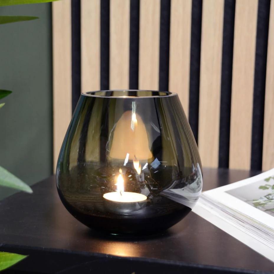 Tea light holder - Tasman XS gray Ø12.5 x H11.5 cm (set of 2 pieces) by Vase The World