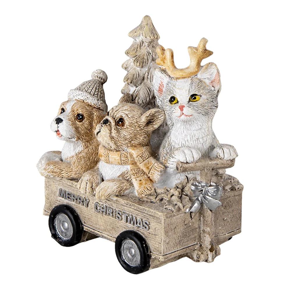 Decoration animals in cart 9x7x11 cm by Clayre & Eef.