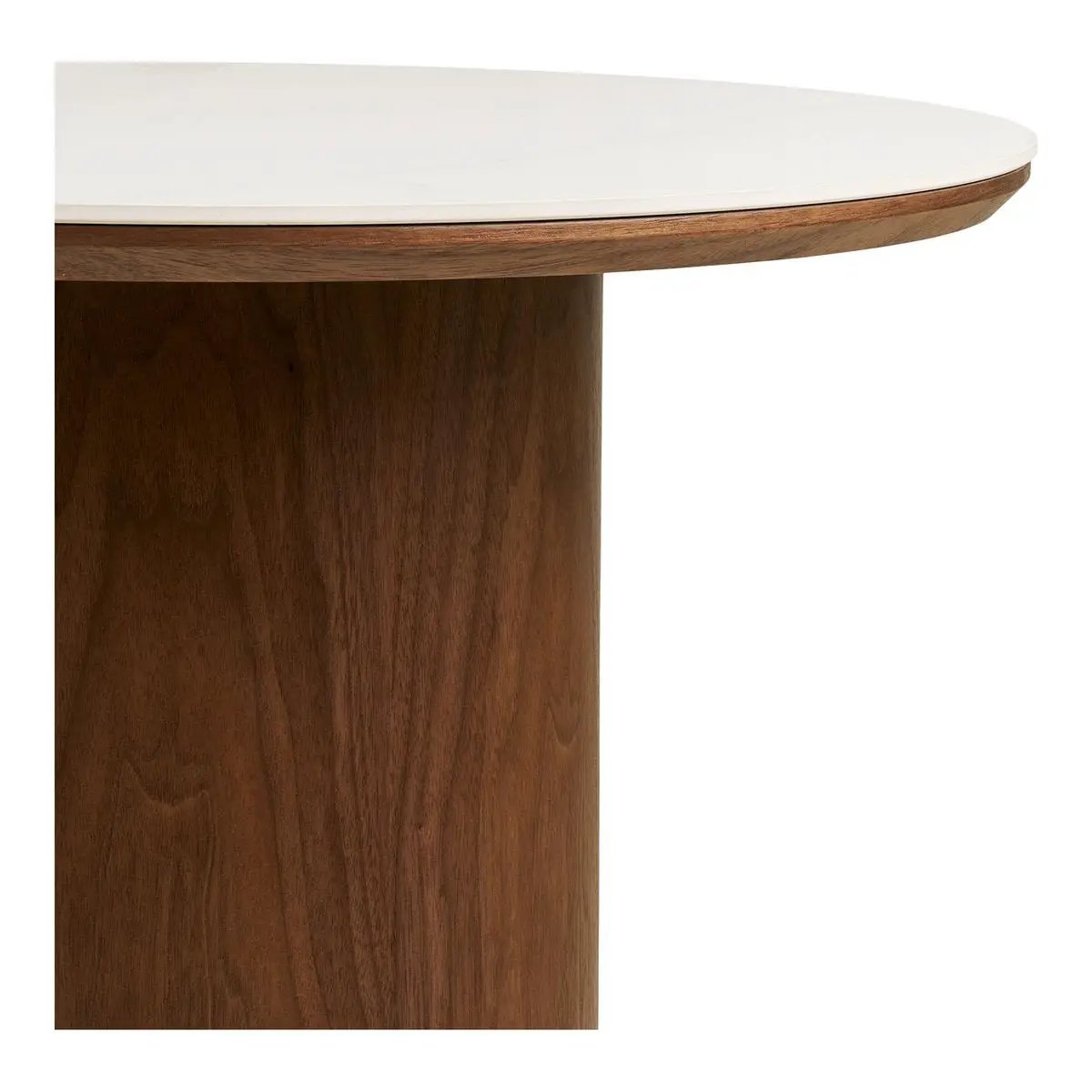 Noli Coffee table, ceramic table top/ash veneer, white/dark brown, ø60x42 cm by EMIRELLE