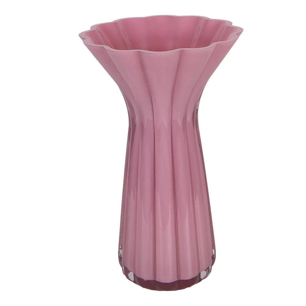 Vase Ø 14x23 cm rosafarbenes Glas von Clayre & Eef.